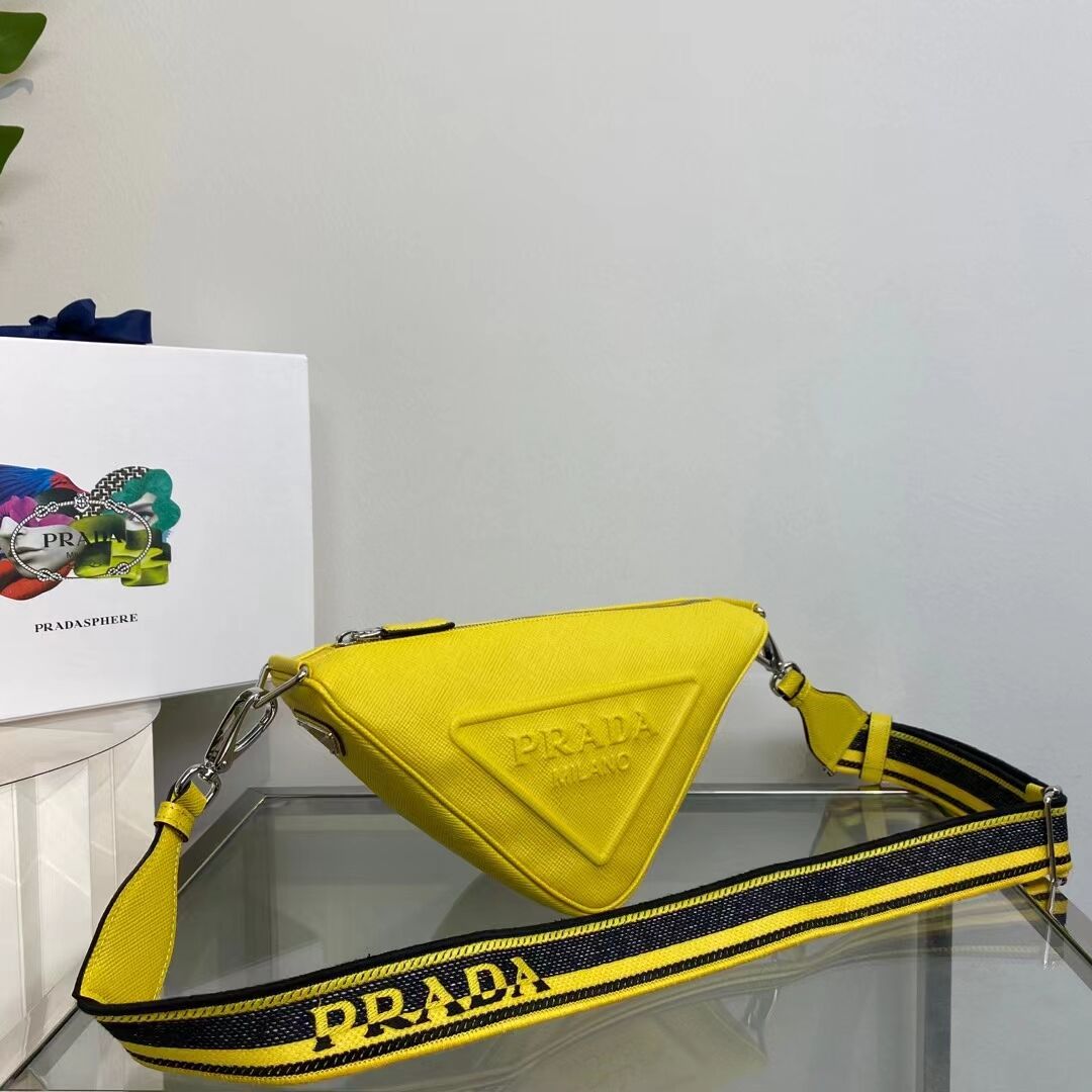 Prada Leather Triangle shoulder bag 2EV055 yellow