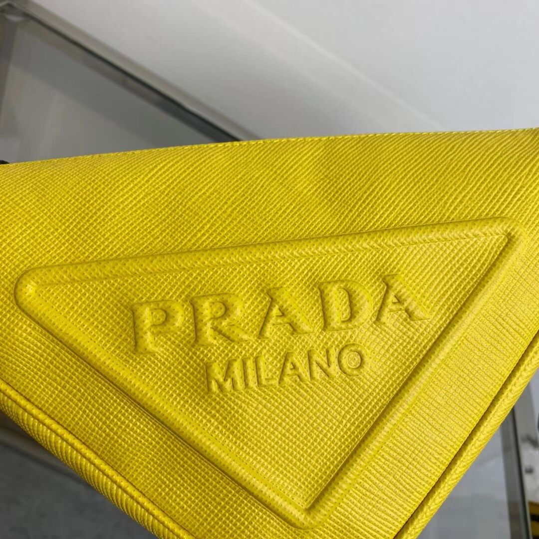 Prada Leather Triangle shoulder bag 2EV055 yellow