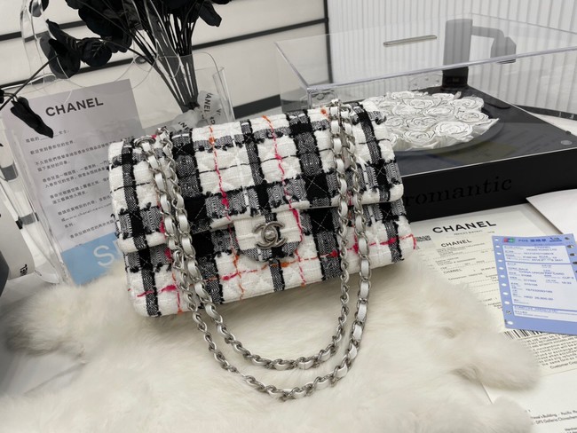 CHANEL Tweed Braided Sheepskin & Gold-Tone Metal AS01112-2 black&white