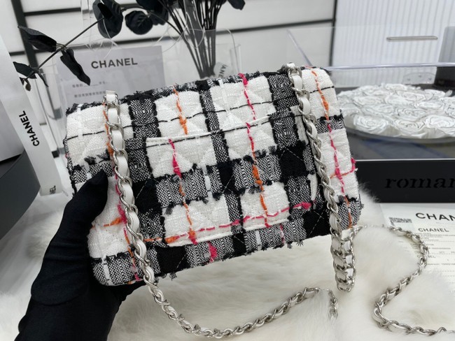 CHANEL Tweed Braided Sheepskin & Ruthenium-Tone Metal AS01116-2 black&white