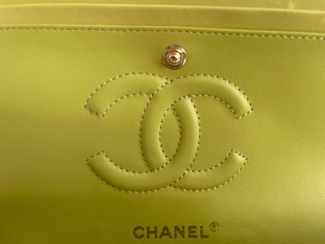 Chanel classic handbag Lambskin & gold Metal V01112 yellow
