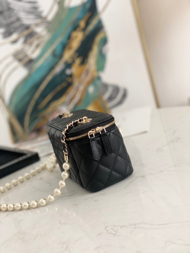Chanel mini Shoulder Bag Lambskin Imitation Pearls & Gold-Tone Metal AS91192 black