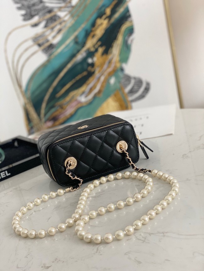 Chanel mini Shoulder Bag Lambskin Imitation Pearls & Gold-Tone Metal AS91192 black