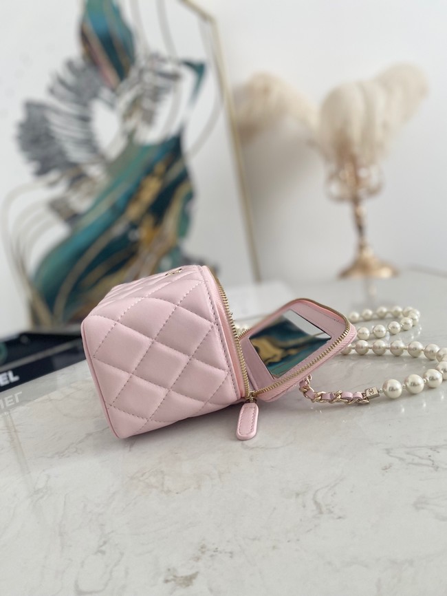 Chanel mini Shoulder Bag Lambskin Imitation Pearls & Gold-Tone Metal AS91192 pink