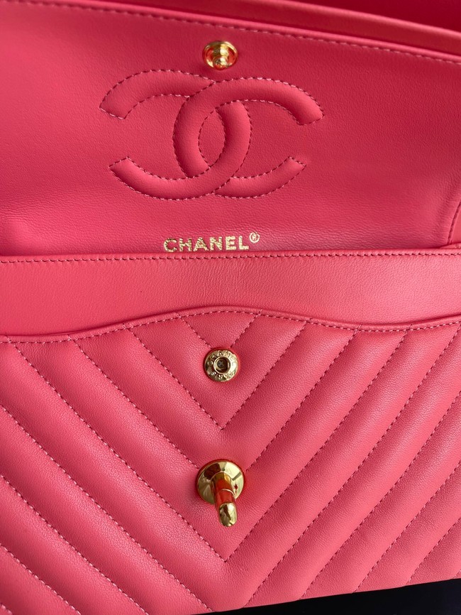 Chanel classic handbag Lambskin & gold Metal V01112 rose