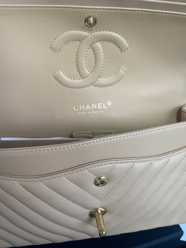 Chanel classic handbag Lambskin & silver Metal V01112 brown