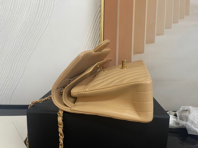Chanel classic handbag Lambskin & silver Metal V01112 brown