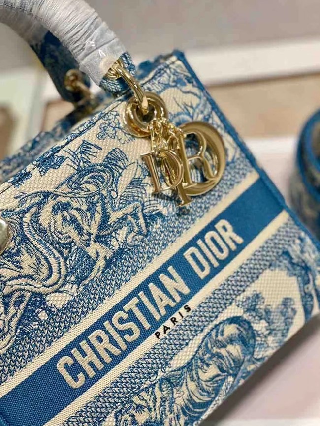 DIOR MEDIUM LADY D-LITE BAG Embroidery M0565OR blue