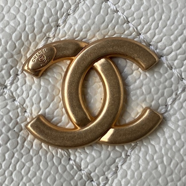 CHANEL HANDBAG Gold-Tone Metal AP2805 WHITE