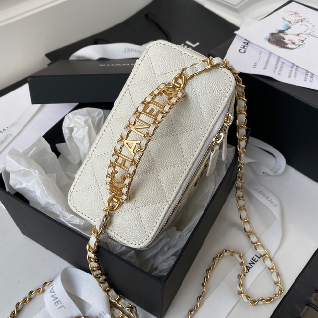 CHANEL HANDBAG Gold-Tone Metal AP2805 WHITE