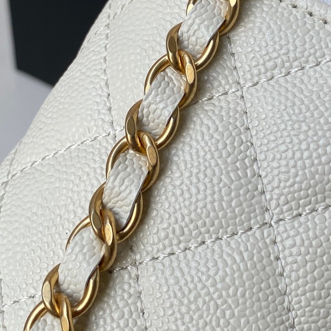 CHANEL HANDBAG Gold-Tone Metal AP2805 WHITE