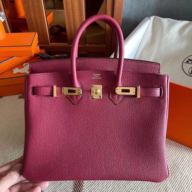 Hermes original Togo Leather HB25O Burgundy