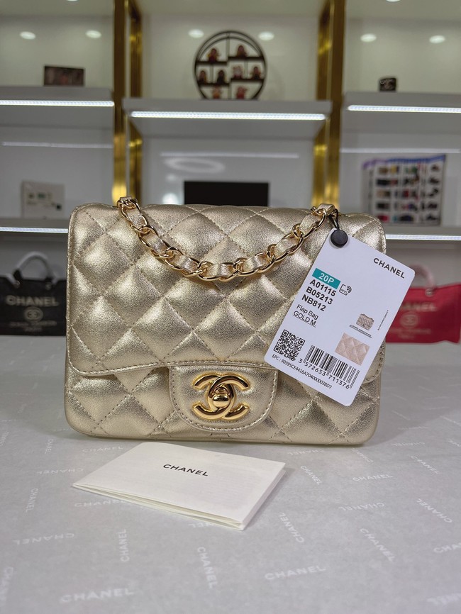 Chanel Flap Lambskin Shoulder Bag A01115 gold