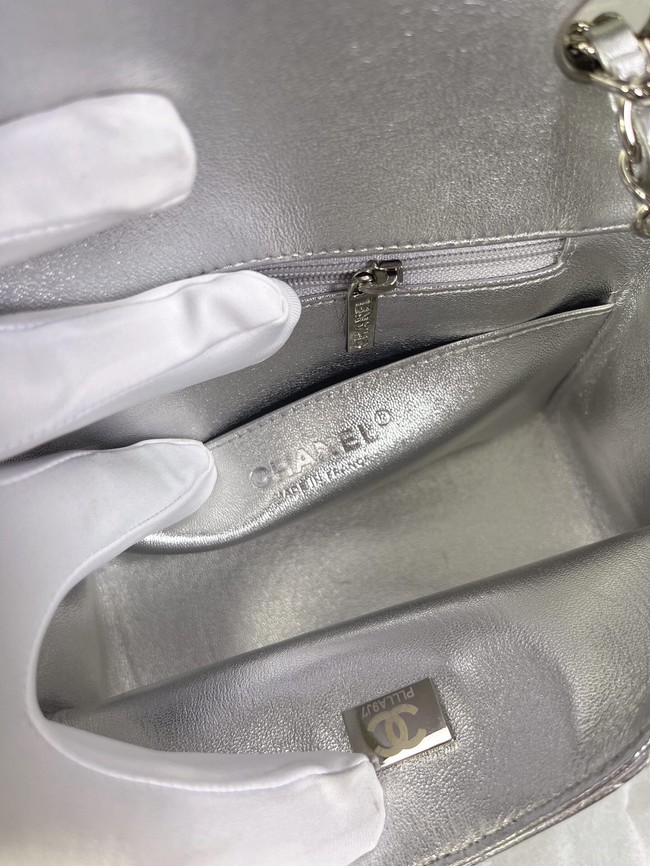 Chanel Flap Lambskin Shoulder Bag A01115 silver