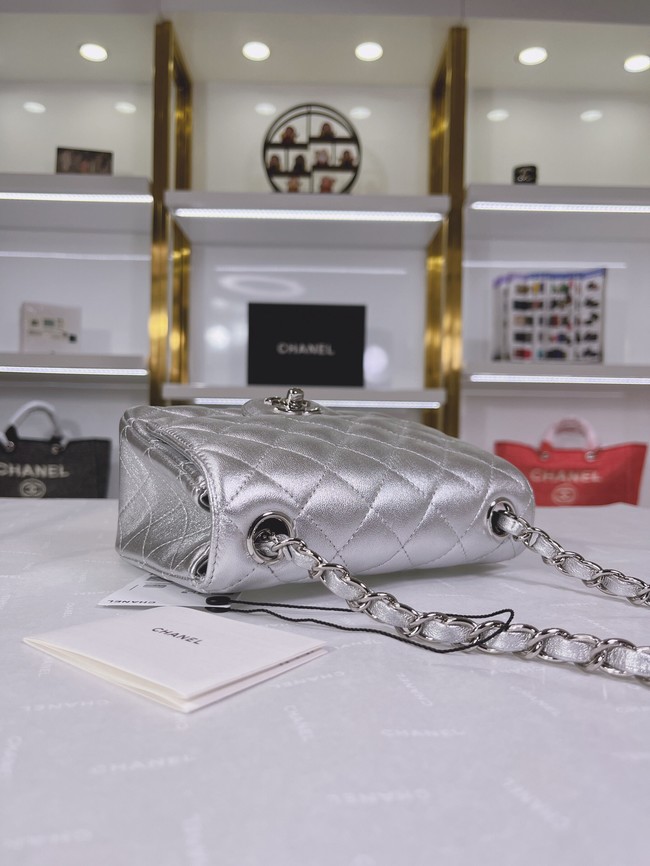 Chanel Flap Lambskin Shoulder Bag A01115 silver
