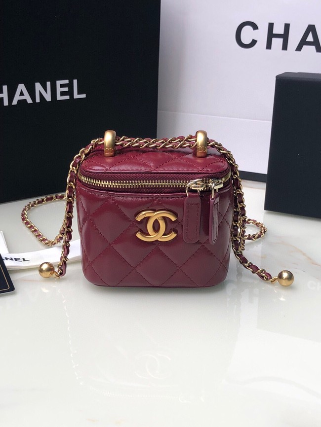 Chanel mini Shoulder Bag Lambskin & Gold-Tone Metal AP2292 Burgundy