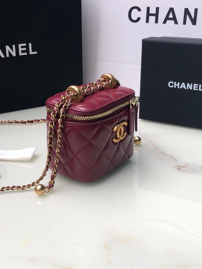 Chanel mini Shoulder Bag Lambskin & Gold-Tone Metal AP2292 Burgundy