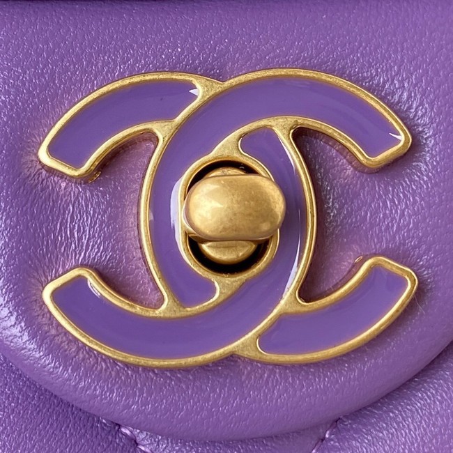 Chanel Flap Lambskin mini Shoulder Bag AS3113 purple