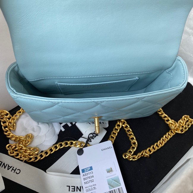 Chanel Flap Lambskin mini Shoulder Bag AS3113 sky blue