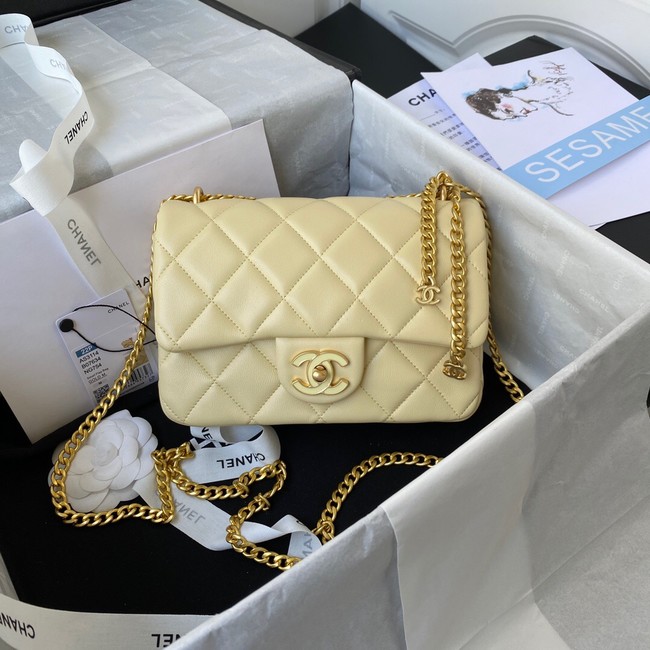 Chanel Flap Lambskin small Shoulder Bag AS3114 light yellow