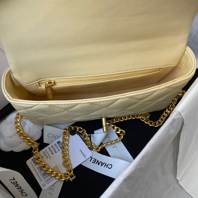 Chanel Flap Lambskin small Shoulder Bag AS3114 light yellow