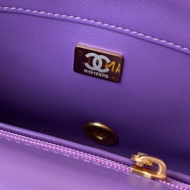 Chanel Flap Lambskin small Shoulder Bag AS3114 purple
