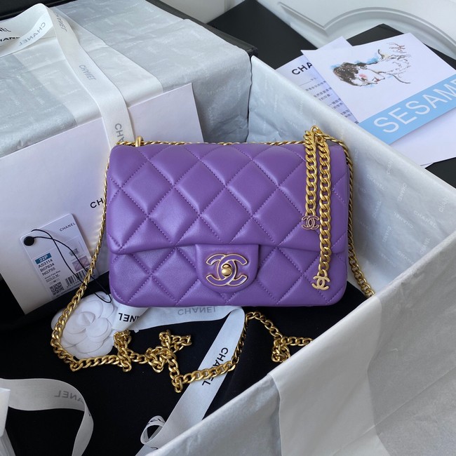 Chanel Flap Lambskin small Shoulder Bag AS3114 purple