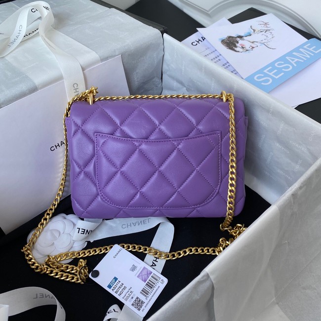 Chanel Flap Lambskin small Shoulder Bag AS3114 purple