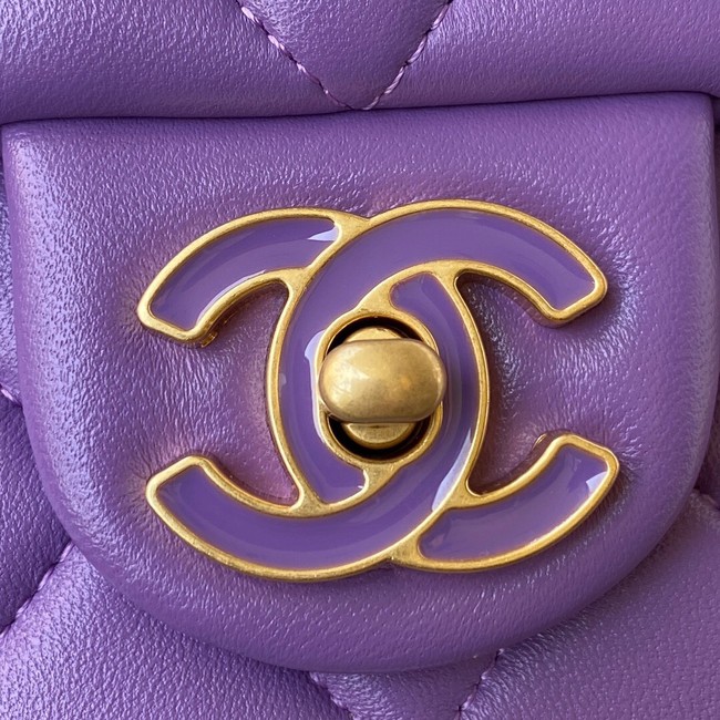 Chanel Flap Lambskin small Shoulder Bag AS3114 purple