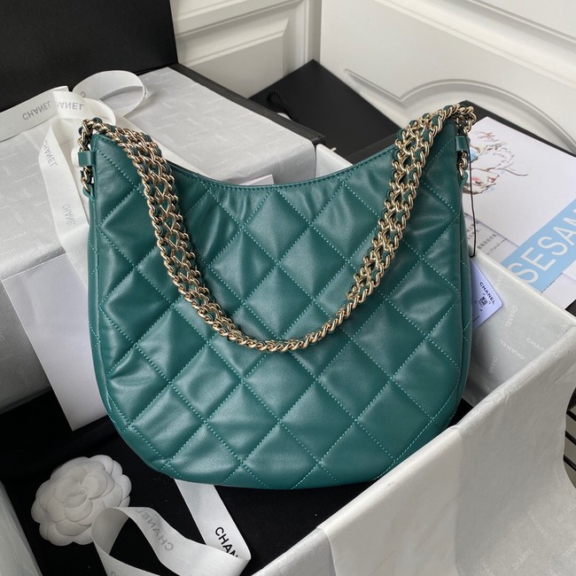 Chanel Shoulder Bag Lambskin & light Gold-Tone Metal AS3153 blue
