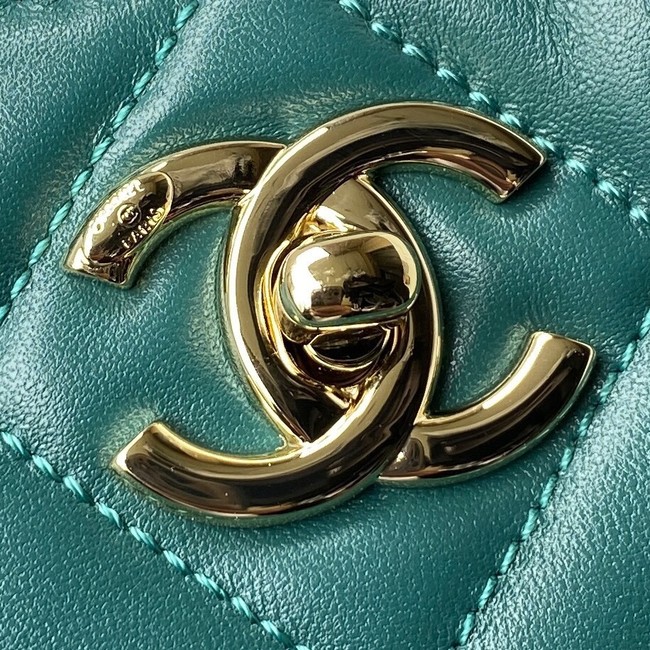 Chanel Shoulder Bag Lambskin & light Gold-Tone Metal AS3153 blue