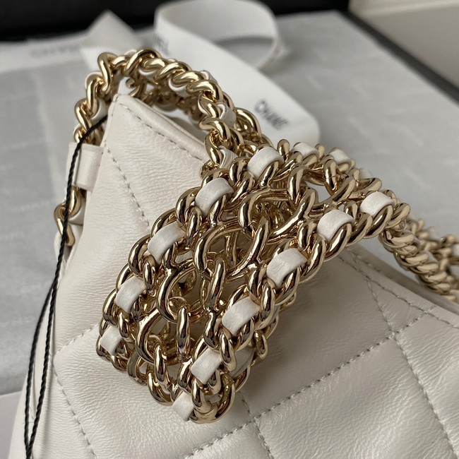 Chanel Shoulder Bag Lambskin & light Gold-Tone Metal AS3153 white