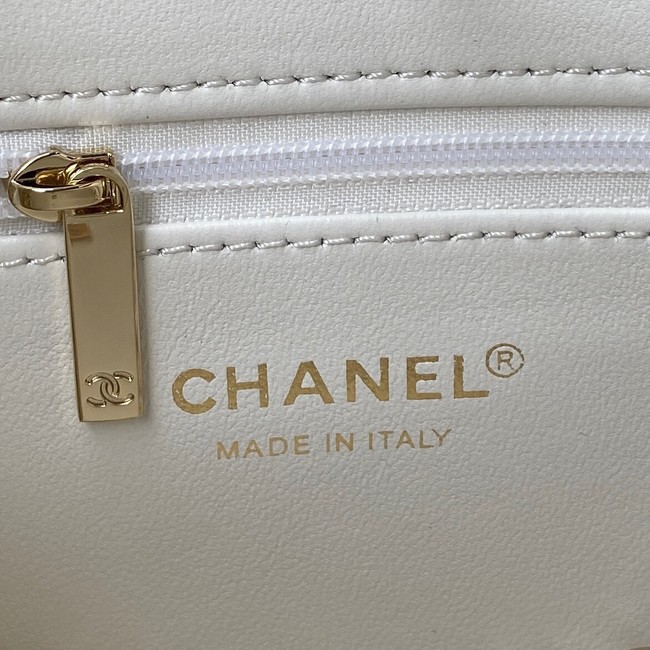 Chanel Shoulder Bag Lambskin & light Gold-Tone Metal AS3153 white