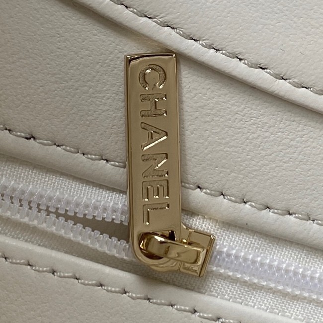 Chanel Shoulder Bag Lambskin & light Gold-Tone Metal AS3153 white