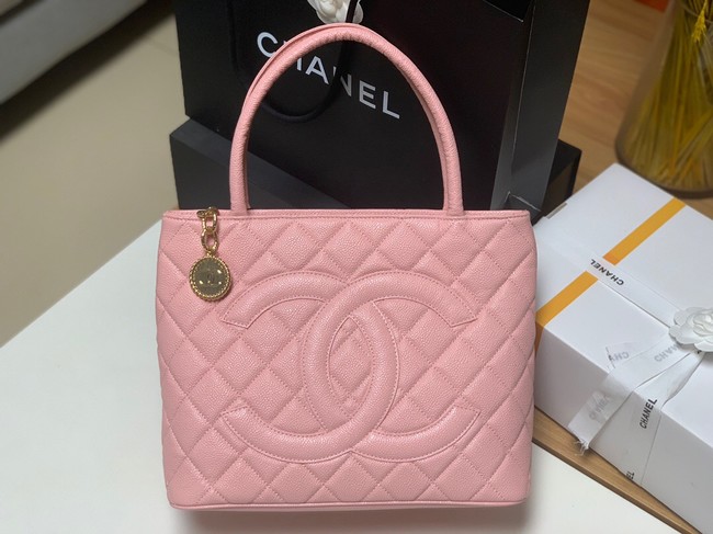 Chanel Tote Bag Grained Calfskin&Gold-Tone Metal AS1804 pink