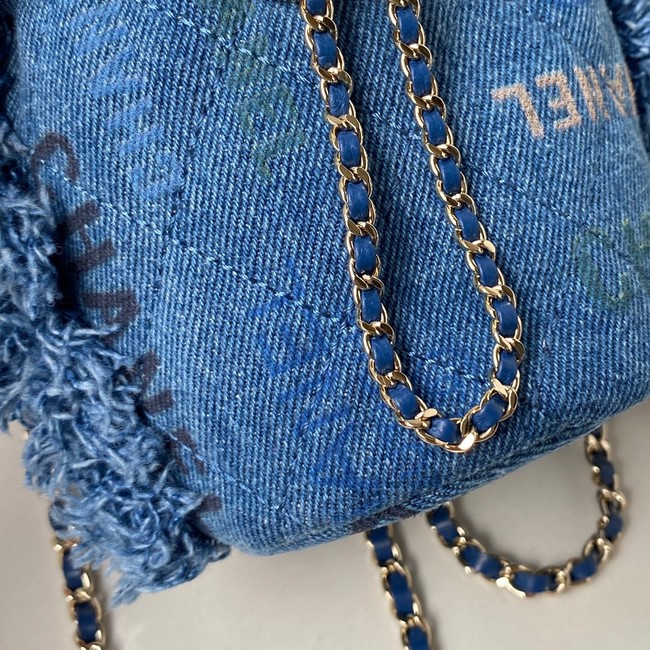 Chanel mini Drawstring Bag Denim AP2603 blue