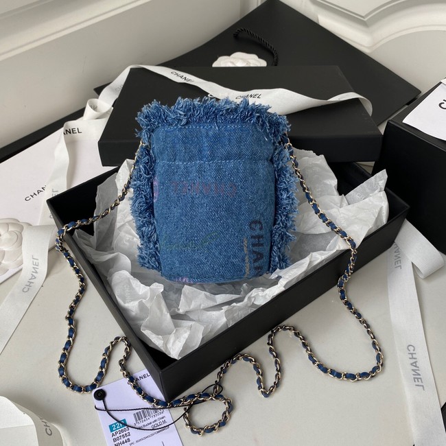 Chanel mini Drawstring Bag Denim AP2603 blue