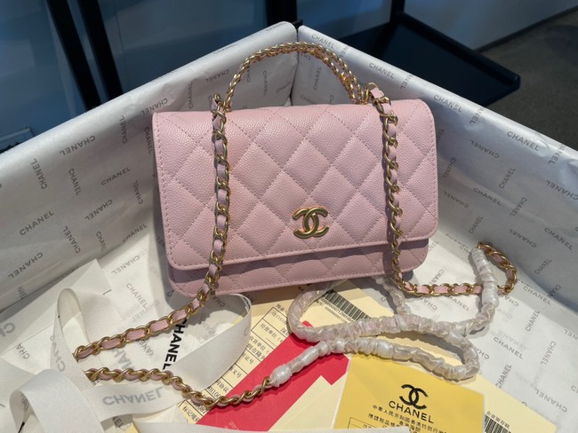 Chanel mini Shoulder Bag Grained Calfskin&Gold-Tone Metal AP2804 pink