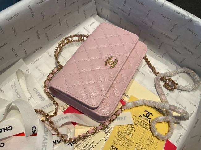 Chanel mini Shoulder Bag Grained Calfskin&Gold-Tone Metal AP2804 pink