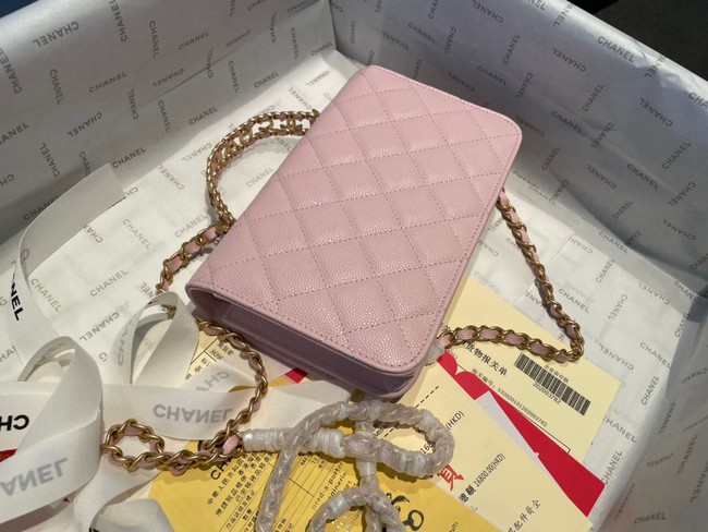 Chanel mini Shoulder Bag Grained Calfskin&Gold-Tone Metal AP2804 pink