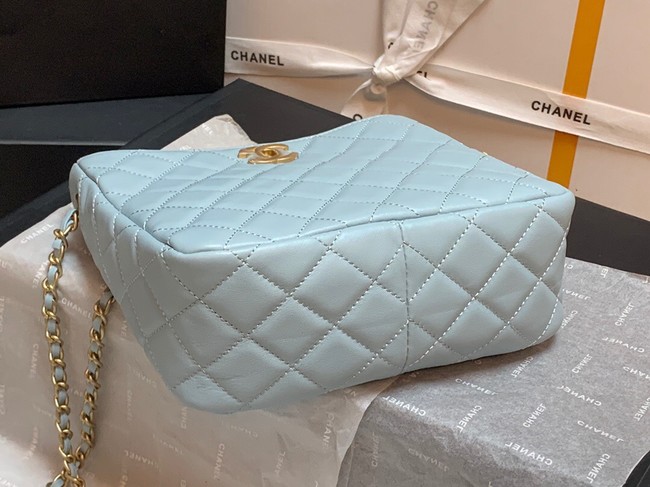 Chanel mini Shoulder Bag Lambskin&Gold-Tone Metal AS3259 sky blue