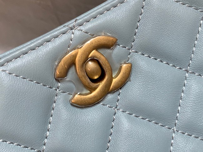 Chanel mini Shoulder Bag Lambskin&Gold-Tone Metal AS3259 sky blue
