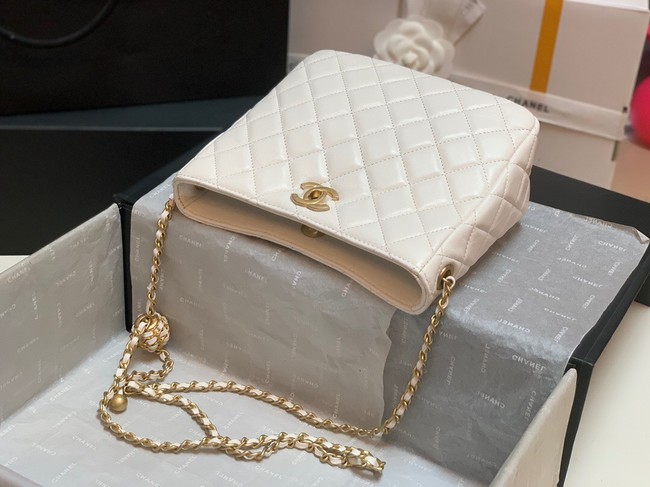 Chanel mini Shoulder Bag Lambskin&Gold-Tone Metal AS3259 white