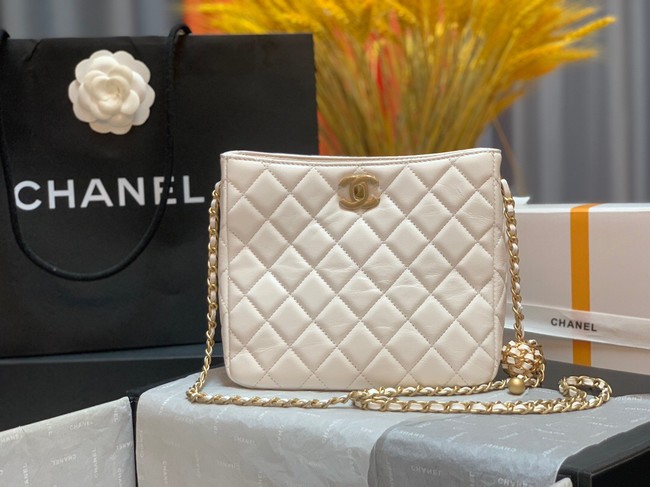 Chanel mini Shoulder Bag Lambskin&Gold-Tone Metal AS3259 white