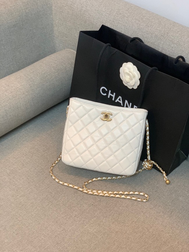 Chanel mini Shoulder Bag Lambskin&Gold-Tone Metal AS3259 white