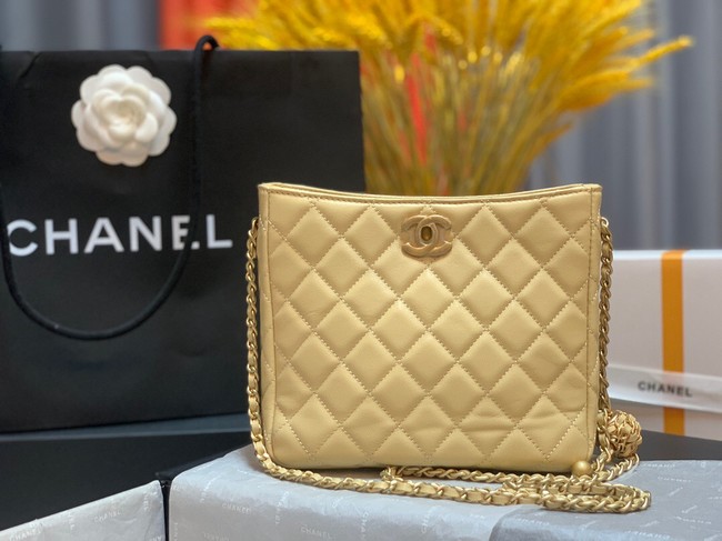 Chanel mini Shoulder Bag Lambskin&Gold-Tone Metal AS3259 yellow