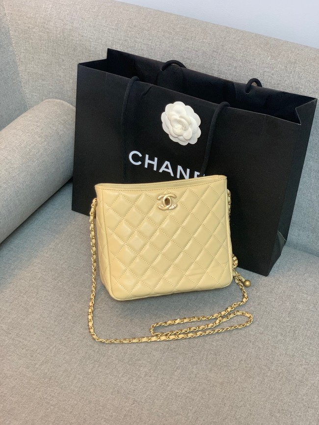 Chanel mini Shoulder Bag Lambskin&Gold-Tone Metal AS3259 yellow