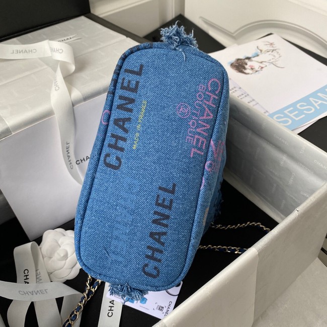 Chanel small Drawstring Bag Denim AS3027 blue