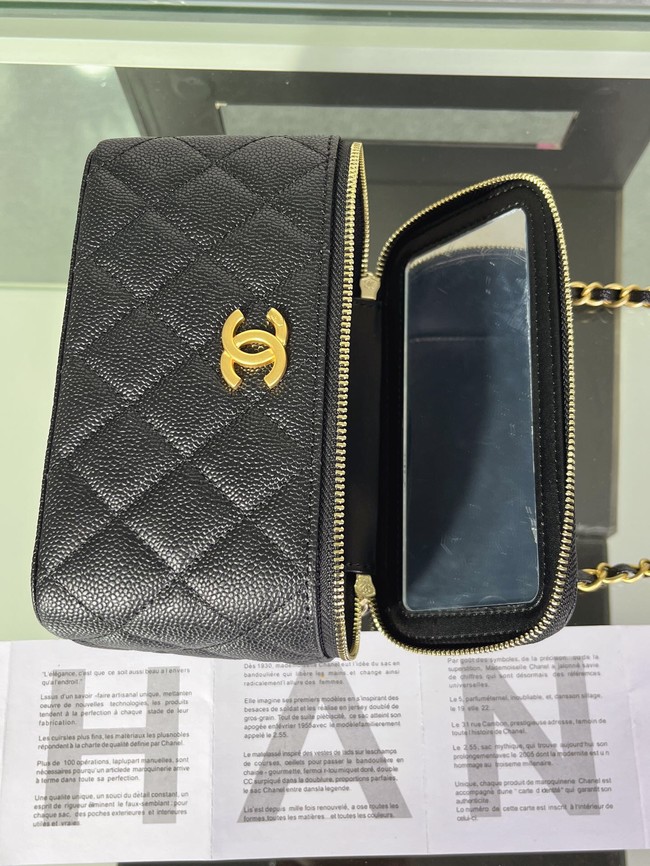 CHANEL HANDBAG Grained Calfskin&Gold-Tone Metal AP2805 black