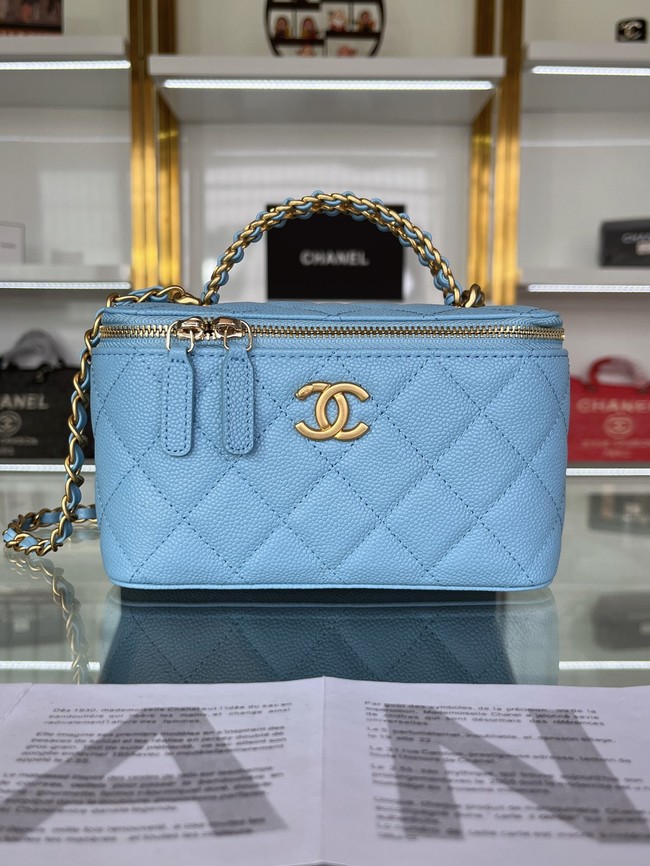 CHANEL HANDBAG Grained Calfskin&Gold-Tone Metal AP2805 blue